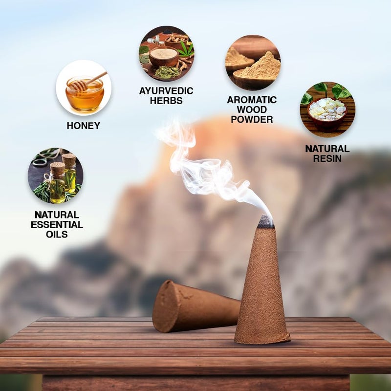 ARO VATIKA Vedic Natural Masala 120 Incense Cones in Pack of 12 Boxes |12 Assorted Fragrances Dhoop Cones | Best for Prayer, Reiki, Meditation and Relaxation | Burn time- 25 Mins (White Sage) - Image 3